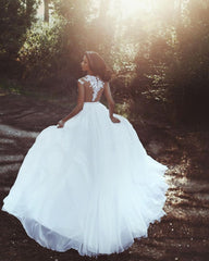 Ivory Organza Wedding Dress Appliques A Line Bridal Dress