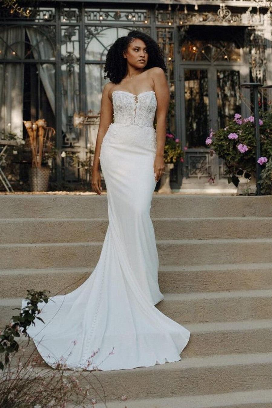 Dreamyannie Women Ivory Square Neck Wedding Dress Off the Shoulder Bridal Dress with Sweep Train Dreamyannie Women Ivory Square Neck Wedding Dress Off the Shoulder Bridal Dress with Sweep Train