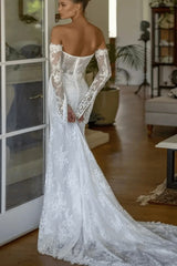 Ivory Sweetheart Wedding Dress Ivory Lace Appliqued Mermaid Bridal Gown with Detachable Sleeves