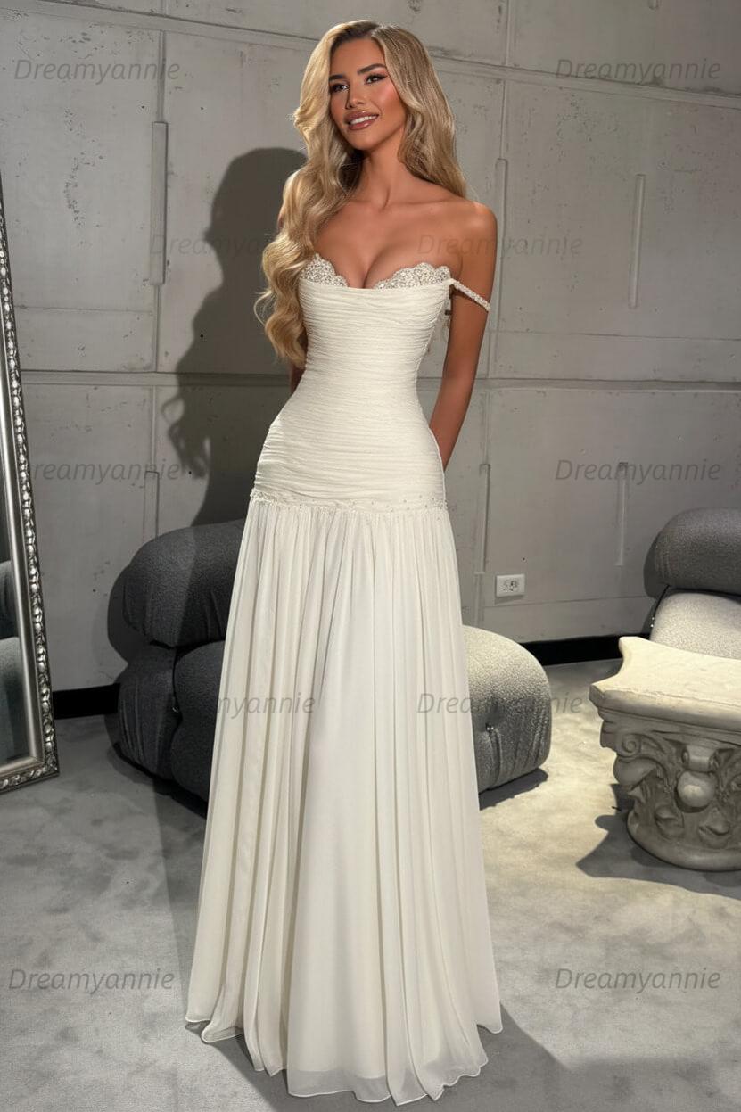 Dreamyannie Mint Green Off The Shoulder Prom Dress A Line Formal Evening Gown