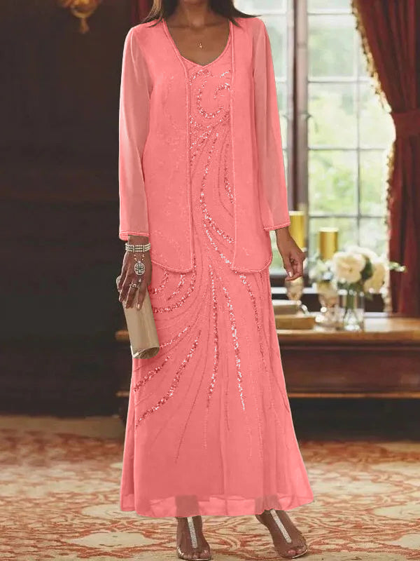 Jacketed Mother of the Bride & Groom Sheath Column Dresses with Sequins