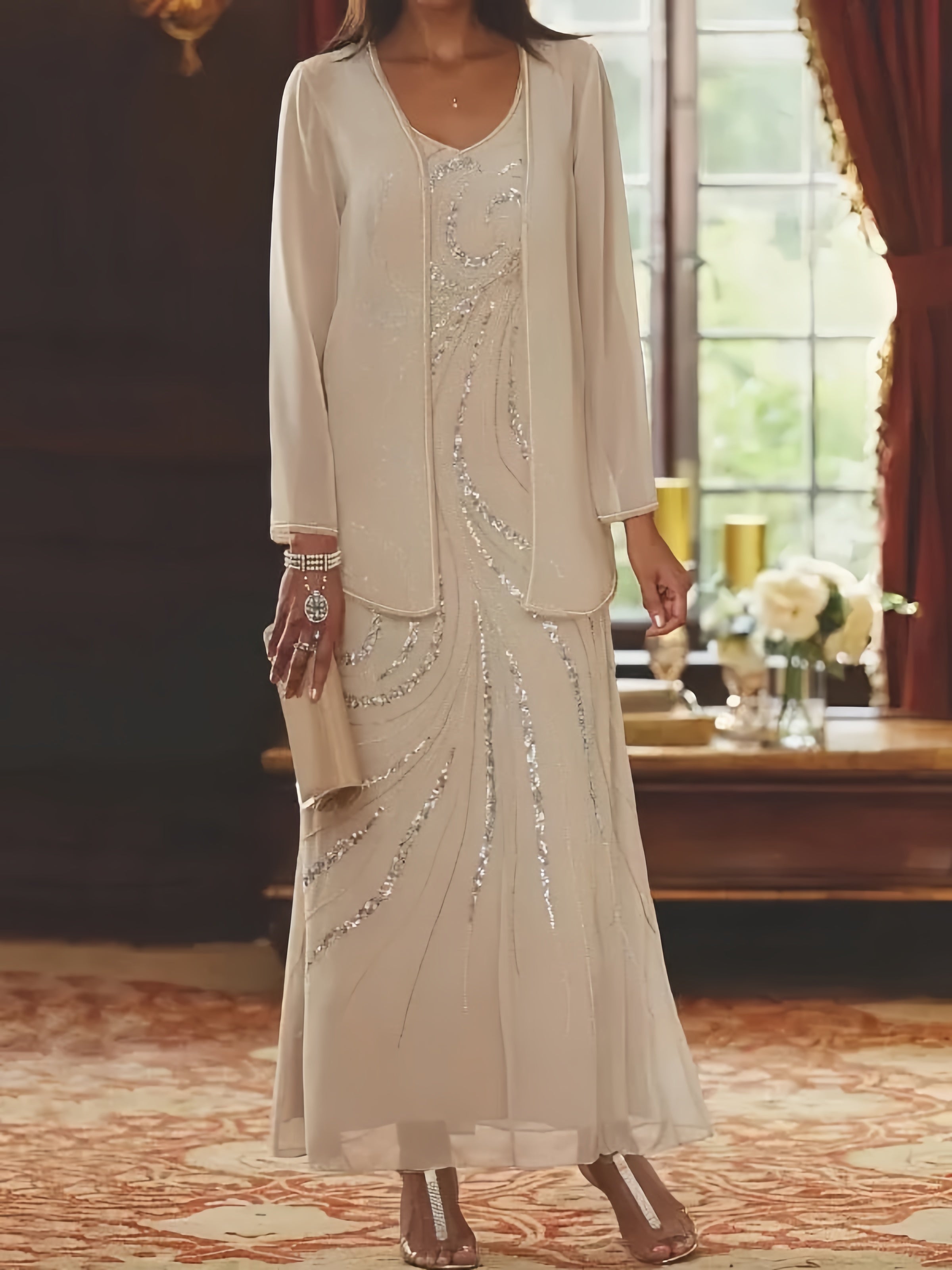 Jacketed Mother of the Bride & Groom Sheath Column Dresses with Sequins