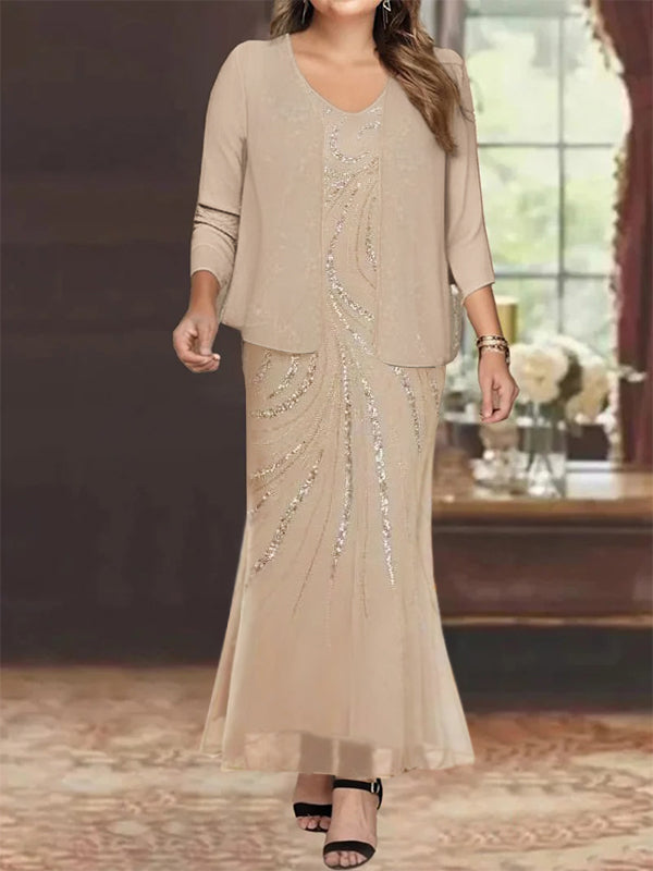 Jacketed Mother of the Bride & Groom Sheath Column Dresses with Sequins