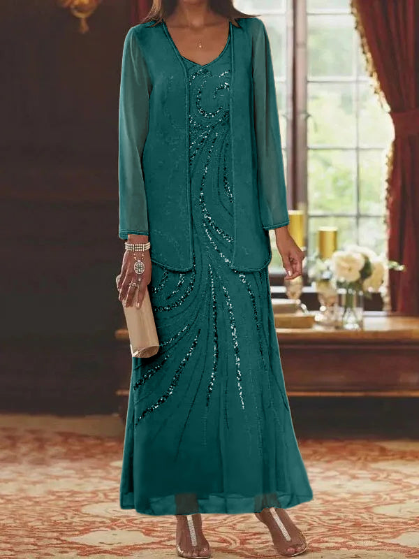 Jacketed Mother of the Bride & Groom Sheath Column Dresses with Sequins