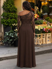 Chiffon A-Line Mother of the Bride Dress with One Shoulder and Lace Appliques