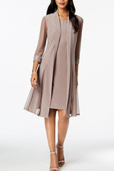 Knee Length Mother of the Bride Sheath Column Jewel Neck Dresses