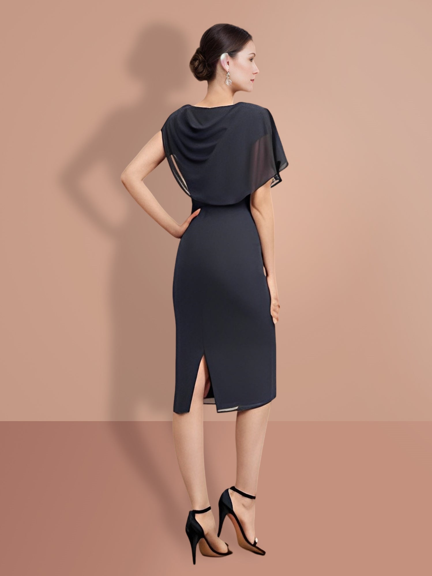 Knee Length Short Sleeve Sheath Column Dresses for the Mother of the Bride