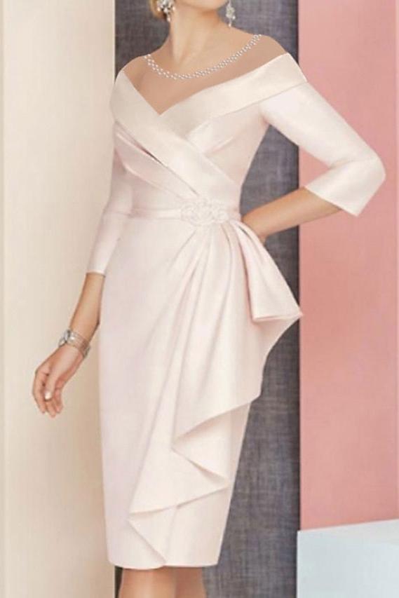 Knee Length V Neck Sheath Column Mother of the Bride Dresses