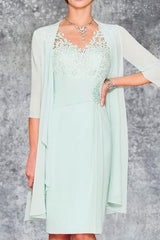 Knee Length V Neck Sheath Column Mother of the Bride Dresses