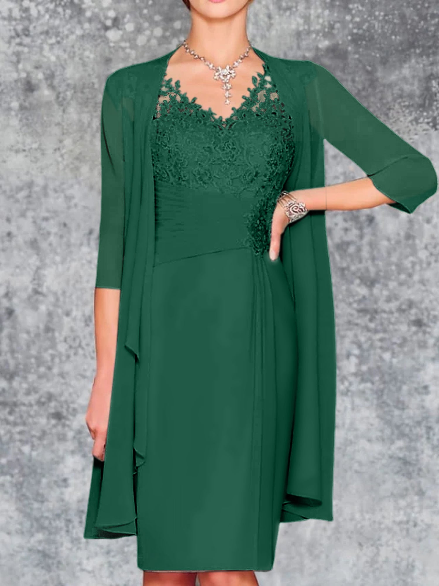 Knee Length V Neck Sheath Column Mother of the Bride Dresses