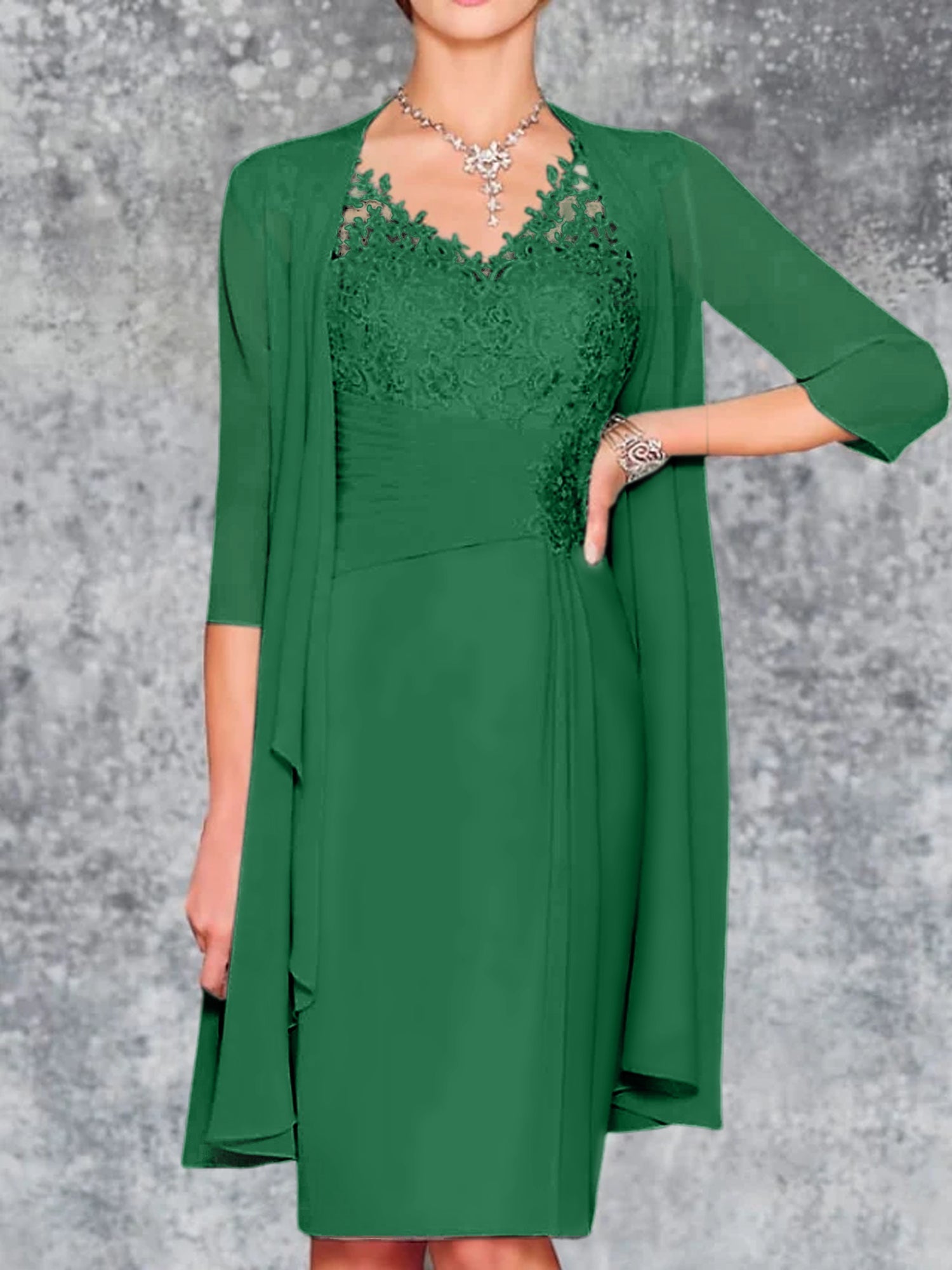 Knee Length V Neck Sheath Column Mother of the Bride Dresses