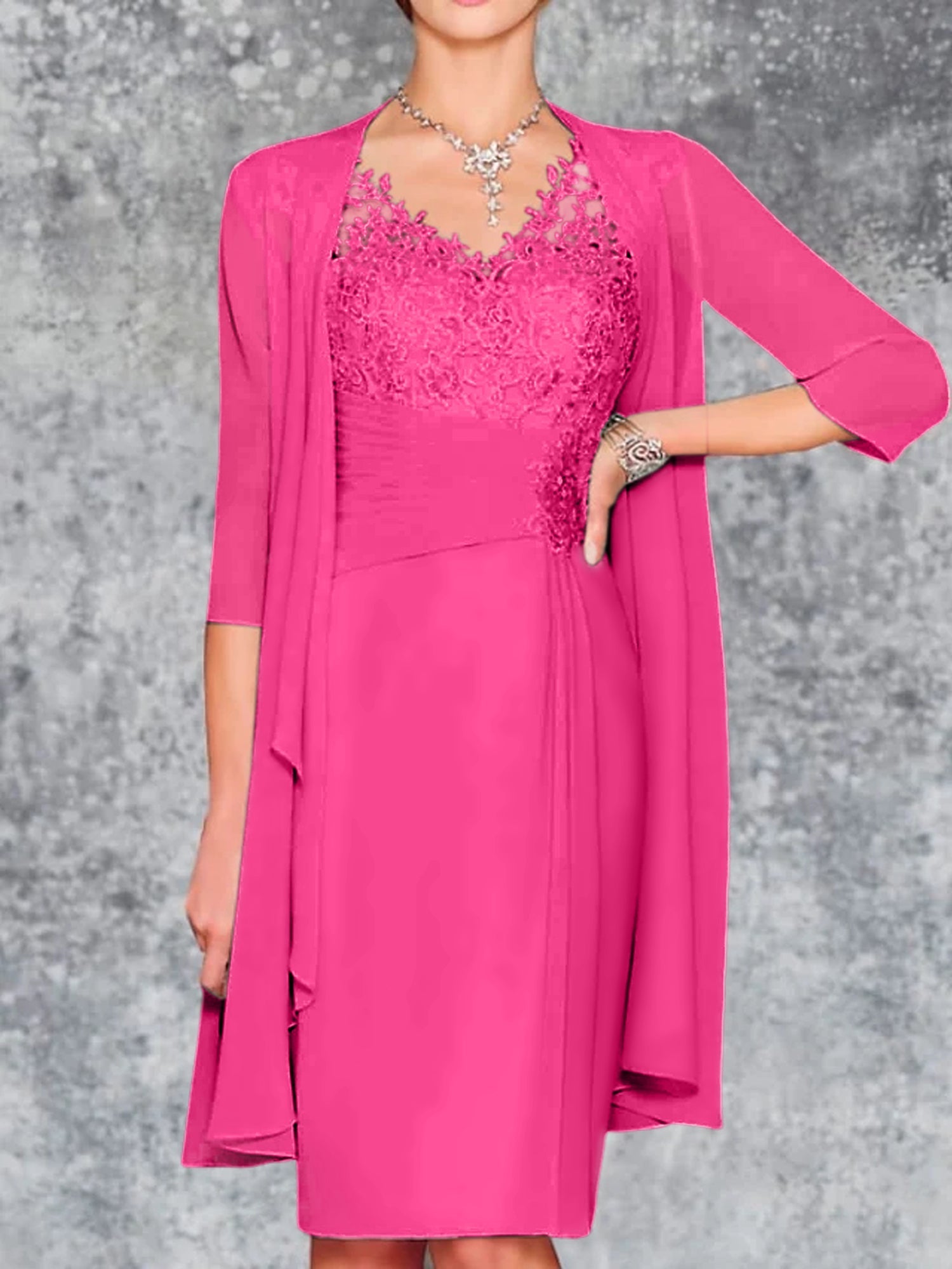 Knee Length V Neck Sheath Column Mother of the Bride Dresses