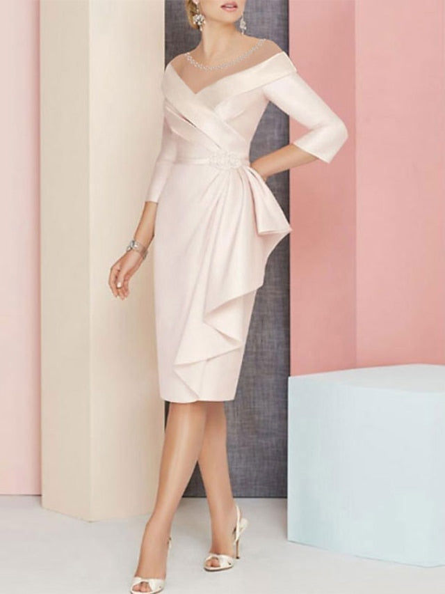 Knee Length V Neck Sheath Column Mother of the Bride Dresses