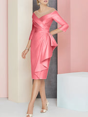 Knee Length V Neck Sheath Column Mother of the Bride Dresses