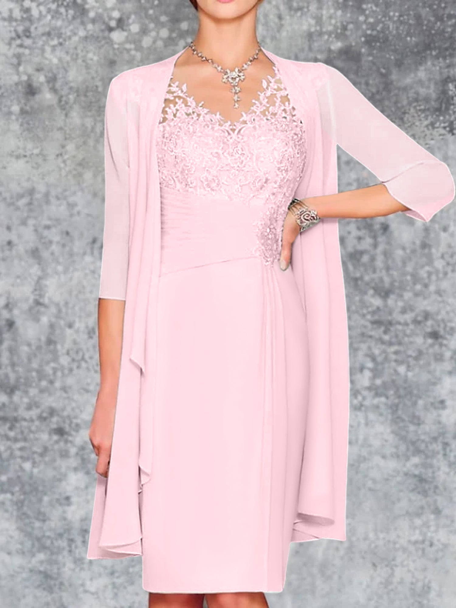 Knee Length V Neck Sheath Column Mother of the Bride Dresses