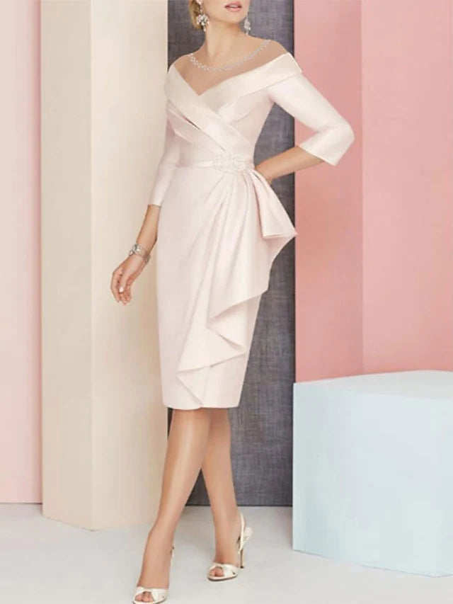 Knee Length V Neck Sheath Column Mother of the Bride Dresses