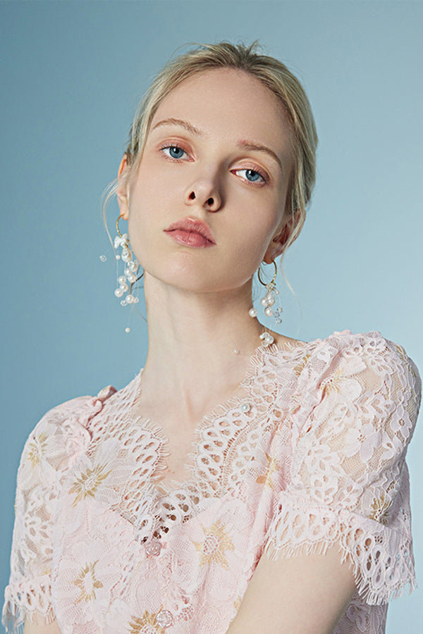 Lace Short Sleeve Maxi A Line Casual Holiday Dress