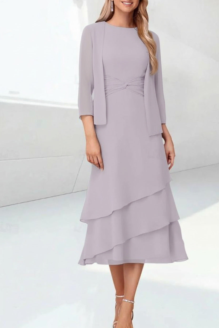 Mint Green Mother of the Bride Dress Chiffon Two Piece Wedding Guest Dress
