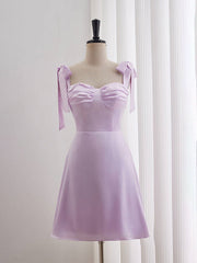 A-line Bow Tie Ruched Short Homecoming Dress