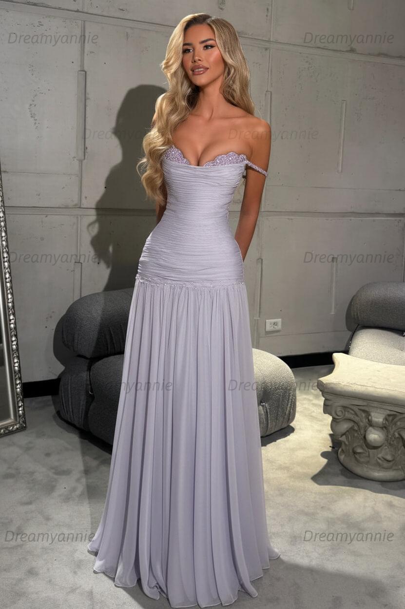 Dreamyannie Mint Green Off The Shoulder Prom Dress A Line Formal Evening Gown