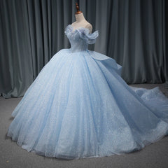 Light Blue Girls Quinceanera Dress Lace Sweetheart Beading Tulle Birthday Party Sweet 16 Ball Gown Dress