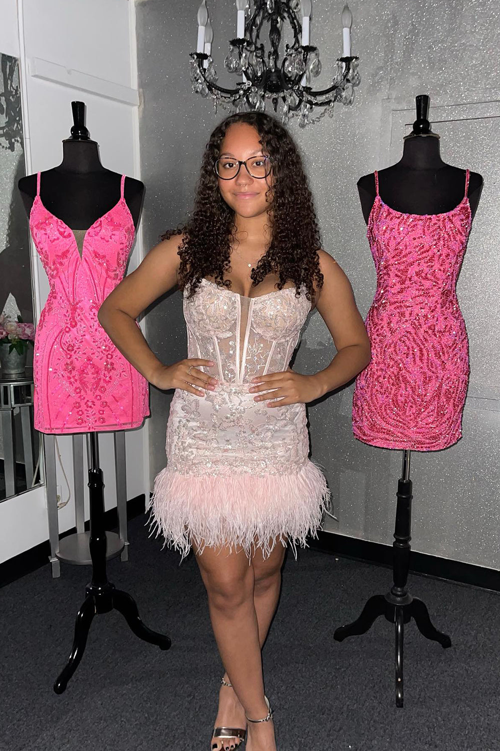 Light Blue Homecoming Dress Corset Lace Tight Short Cocktail Dresses with Feathers