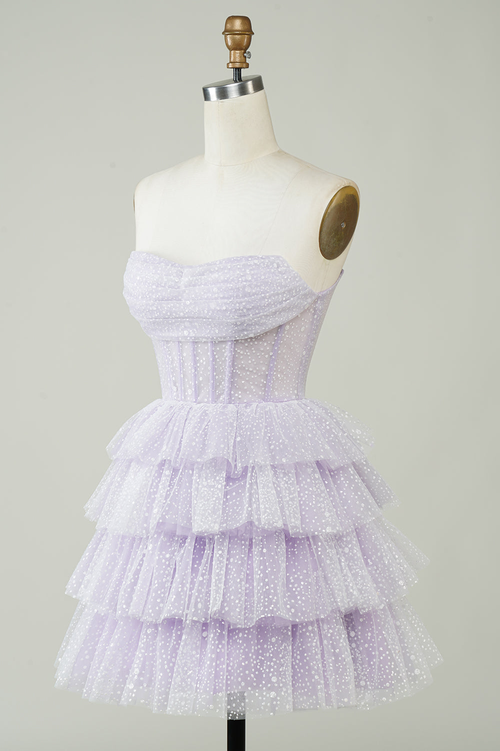 Light Blue Homecoming Dress Corset Strapless A-Line Tiered Short Cocktail Dresses