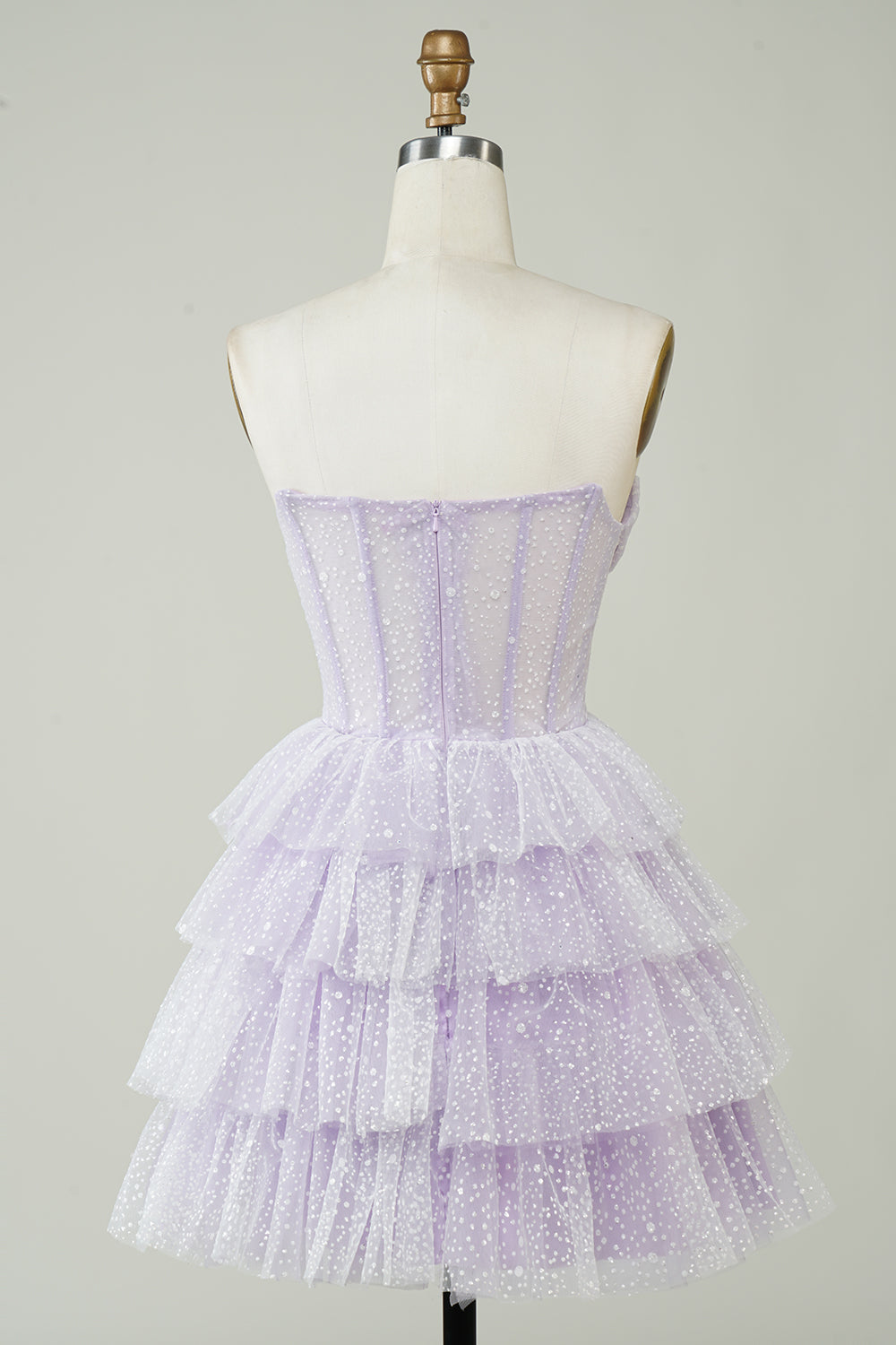 Light Blue Homecoming Dress Corset Strapless A-Line Tiered Short Cocktail Dresses