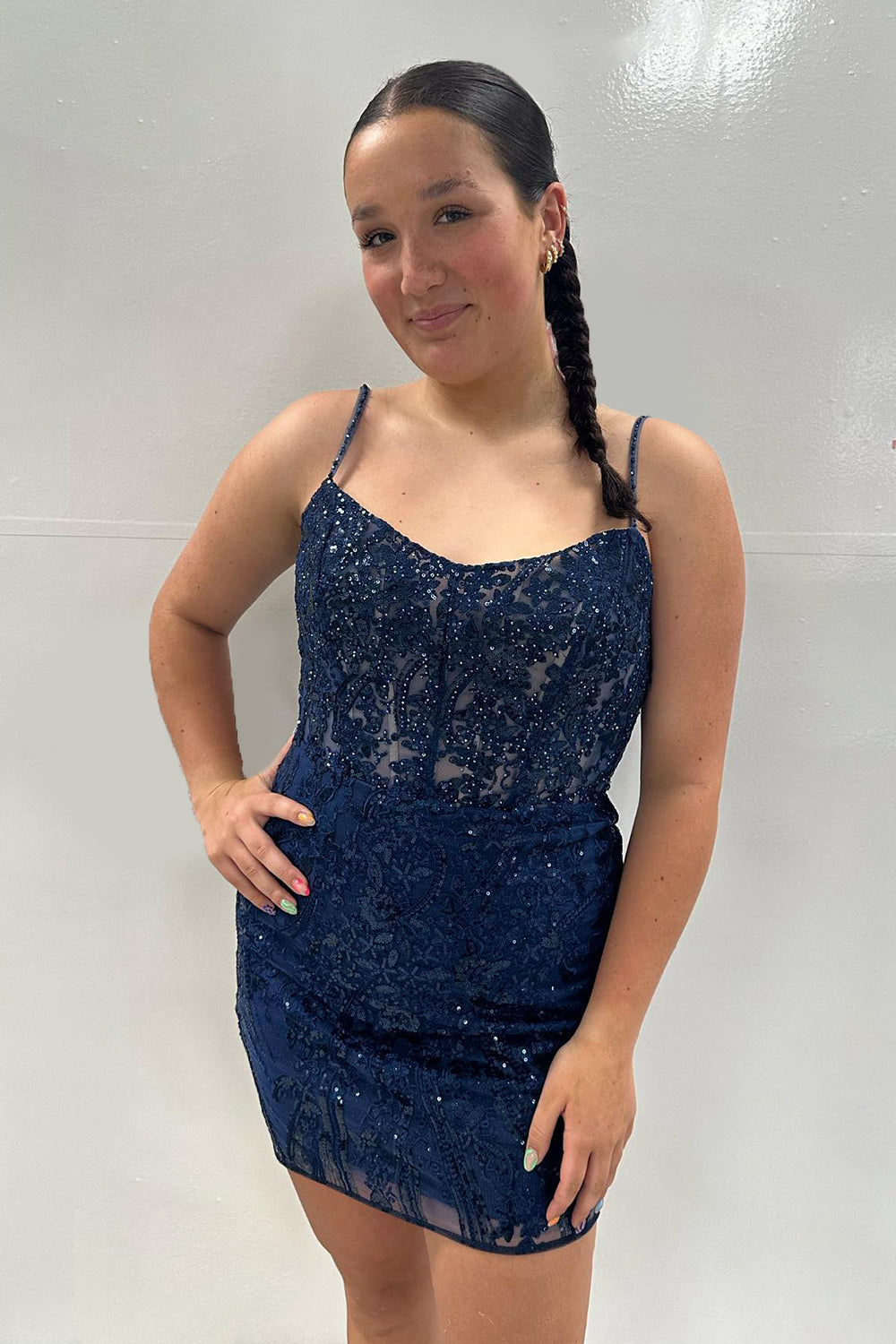 Light Blue Homecoming Dress Lace Corset Tight Short Cocktail Dresses