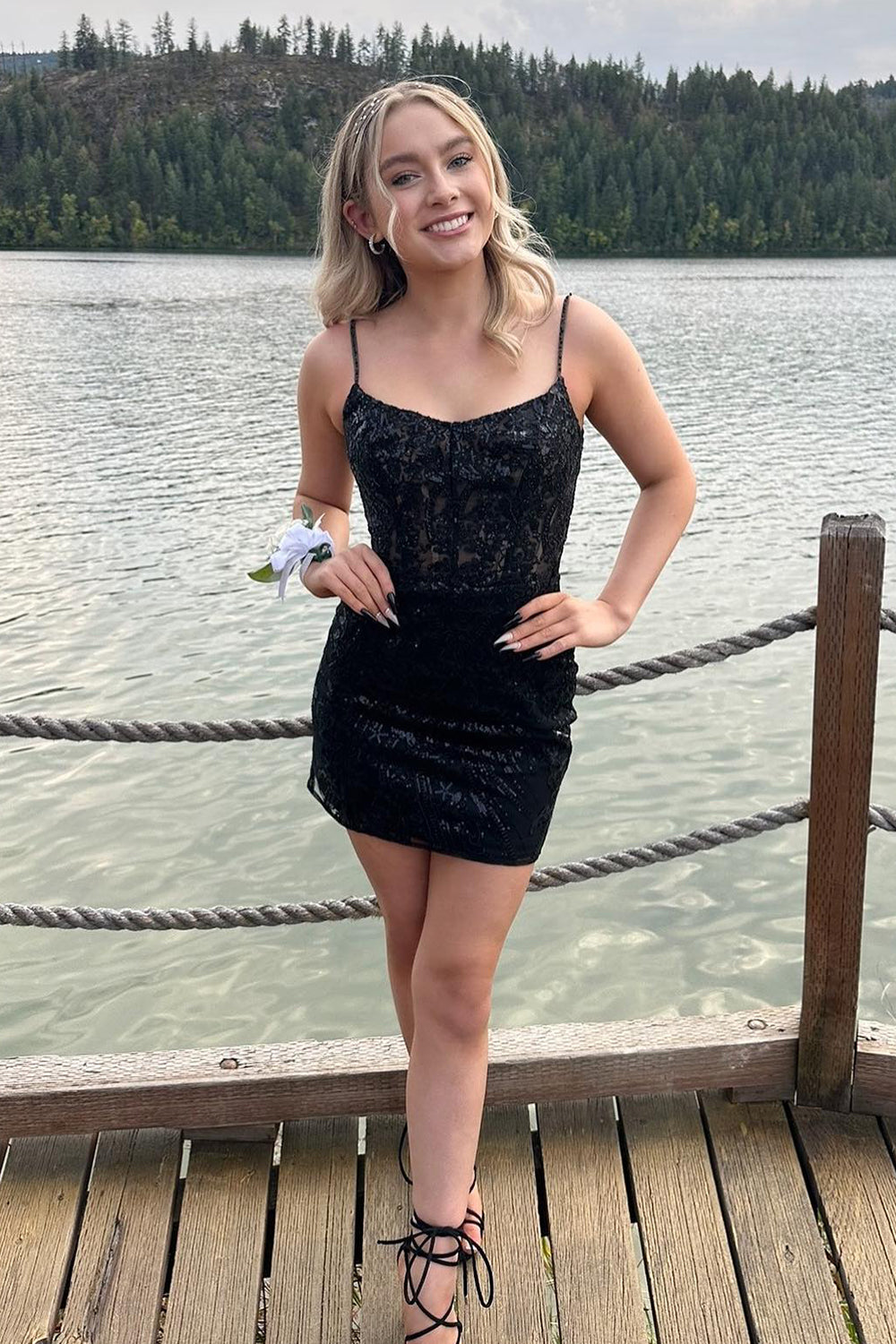 Light Blue Homecoming Dress Lace Corset Tight Short Cocktail Dresses