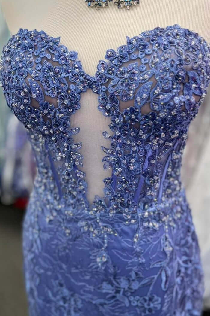 Black Prom Dress Mermaid Sweerheart Corset Evening Dress with Appliques