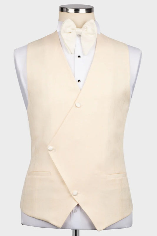 Light Champagne Three Piece Notched Lapel Wedding Suit for Men