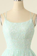 Light Green Homecoming Dress Sequined A-Line Homeoming Dress
