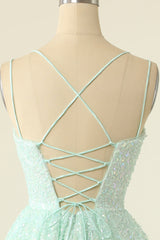 Light Green Homecoming Dress Sequined A-Line Homeoming Dress