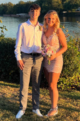 Light Green Homecoming Dress Strapless Corset Tight Short Prom Dress with Sequin