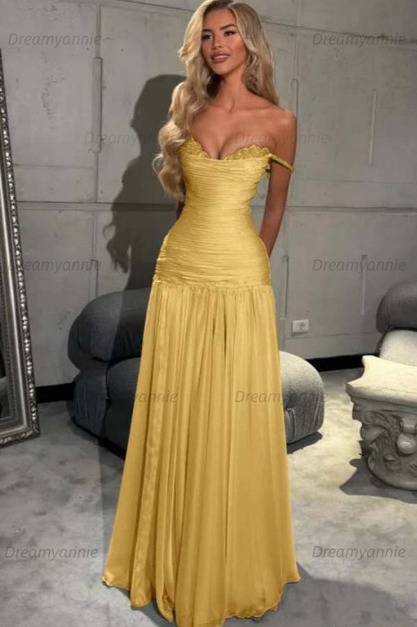 Dreamyannie Mint Green Off The Shoulder Prom Dress A Line Formal Evening Gown