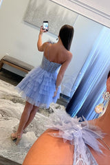 Lilac Homecoming Dress A Line One Shoulder Corset Short Prom Dress