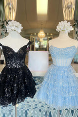 Lilac Homecoming Dress Corset A-Line Short Tulle Prom Dress
