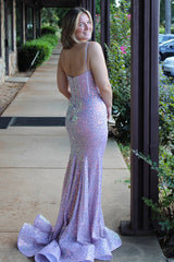 Lilac Prom Dress Corset Mermaid Long Formal Dress