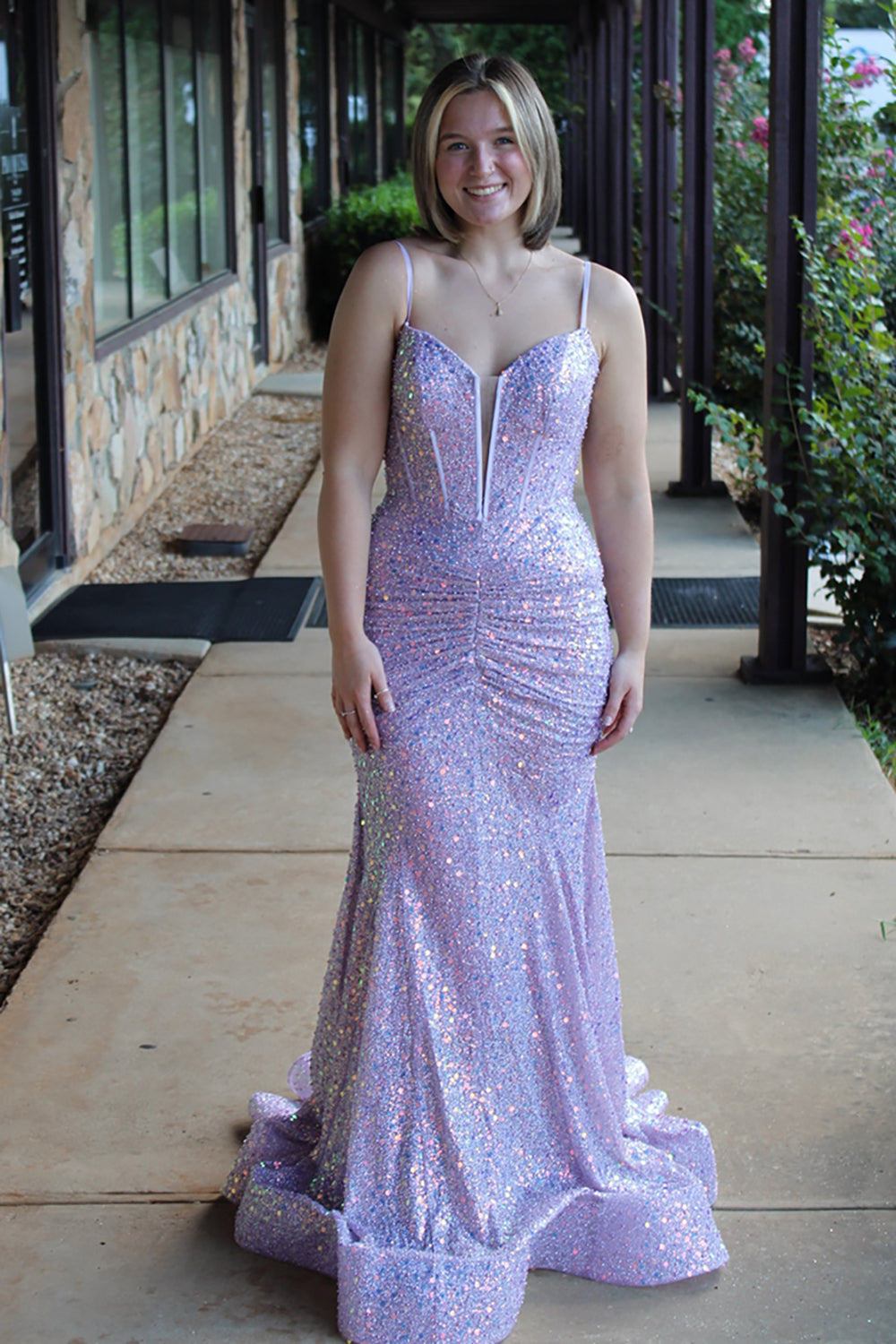 Lilac Prom Dress Corset Mermaid Long Formal Dress