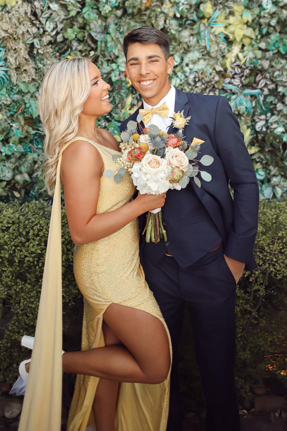 Lilac Prom Dress One Shoulder Watteau Train Long Evening Dress with Slit