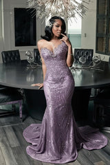 Green Mermaid Prom Dress Sleeveless Formal Evening Dress with Beadings and Rhinestones