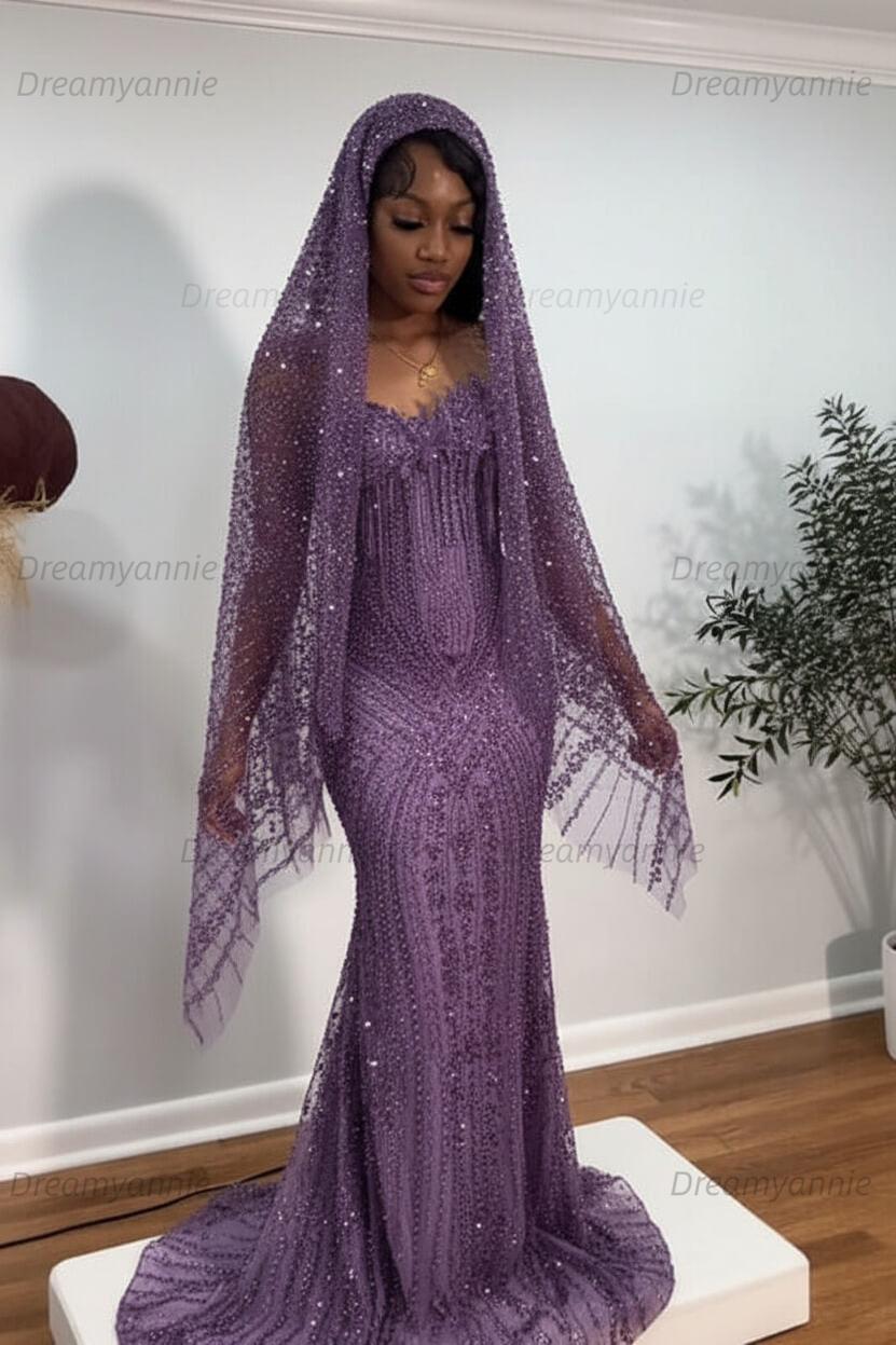 Dreamyannie Sweetheart Prom Dress Mermaid Stunning Evening Dress with Beadings