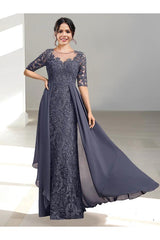 Long Mother of the Bride Dresses with A Line and Scoop Necklines