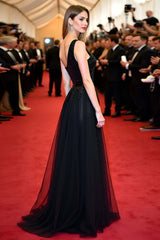 Long One Shoulder Black Wedding Guest Dress A Line Gala Dress With Slit