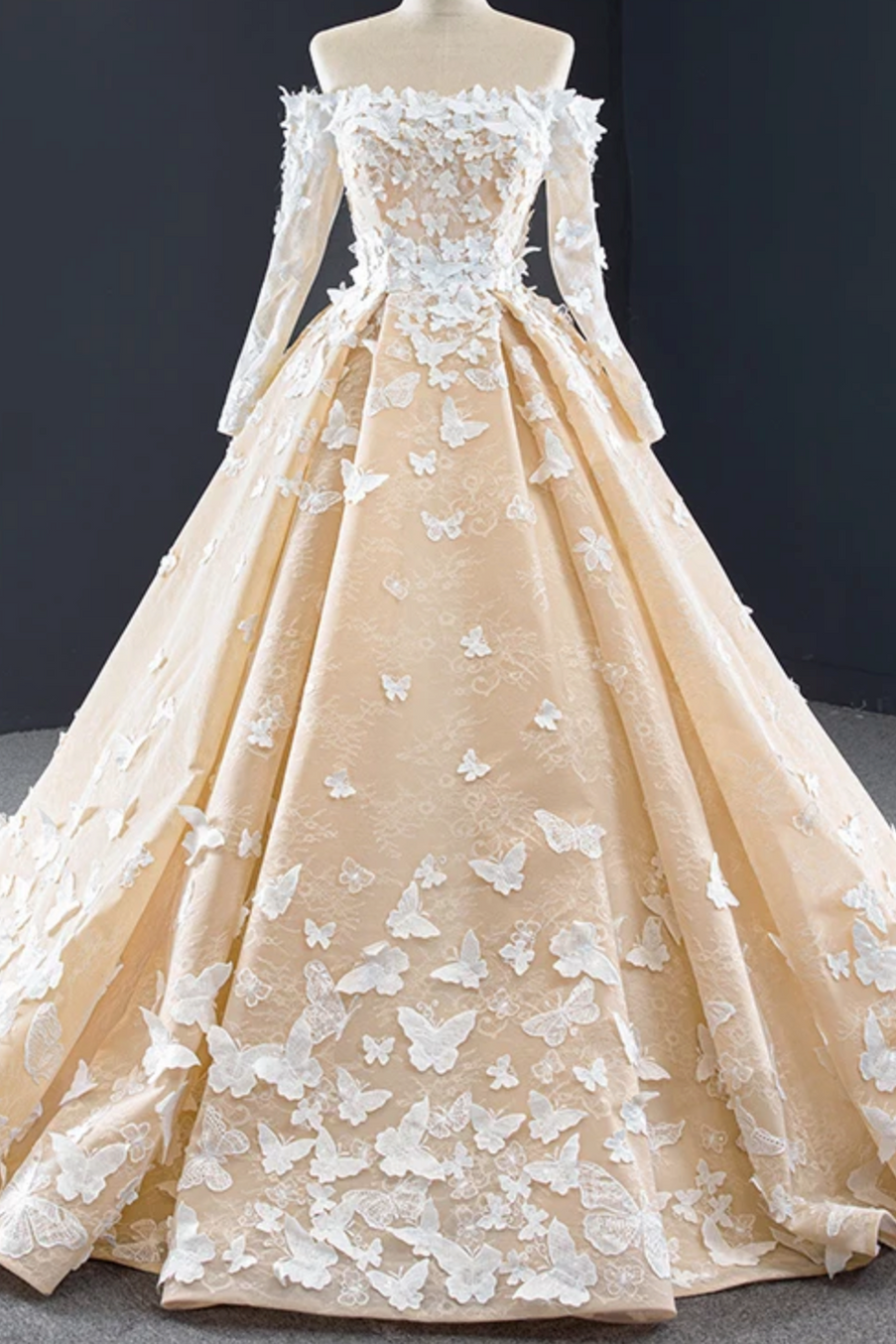 Long Sleeve Quinceanera Dress Off the Shoulder Butterfly Ball Gown Sweet 16 Dress