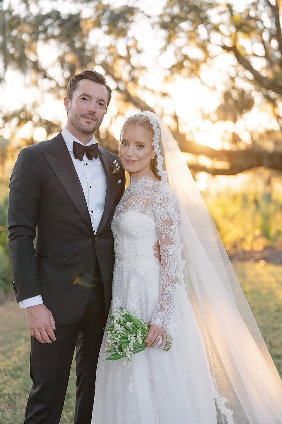 Long Sleeve Wedding Dress Ivory Lace A Line Bridal Gown