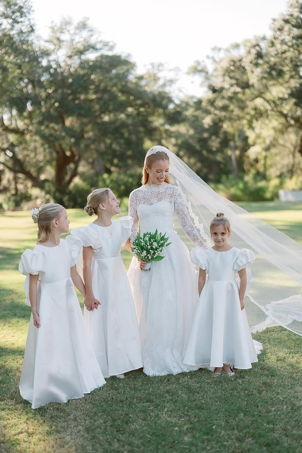 Long Sleeve Wedding Dress Ivory Lace A Line Bridal Gown