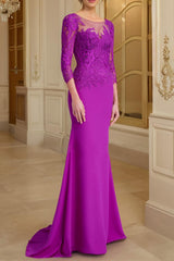 Long Sleeved Lace Mother of the Bride Dresses in Trumpet Mermaid Silhouette