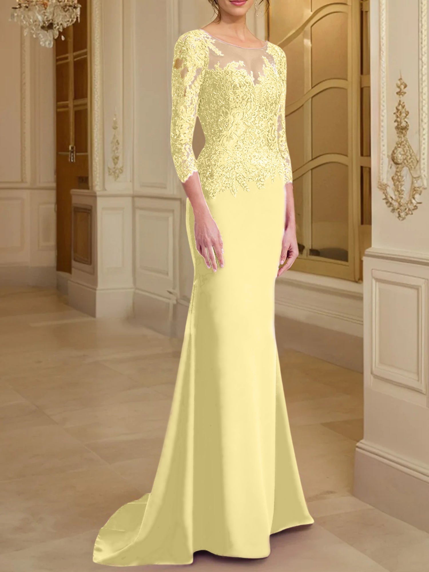 Long Sleeved Lace Mother of the Bride Dresses in Trumpet Mermaid Silhouette